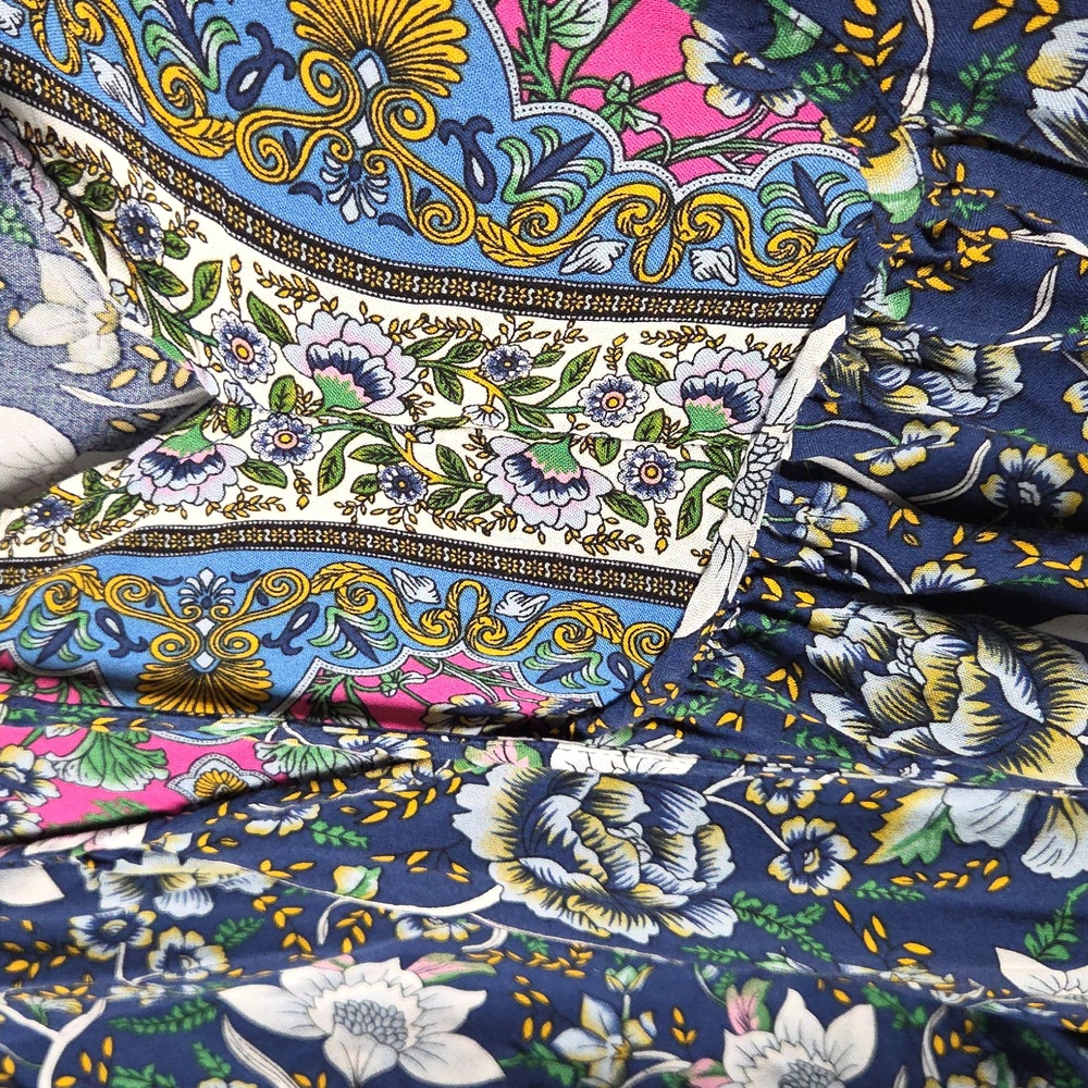 Temofon Floral Boho Mini Dress - Blue and Pink Lot Size M - Picture 5 of 5
